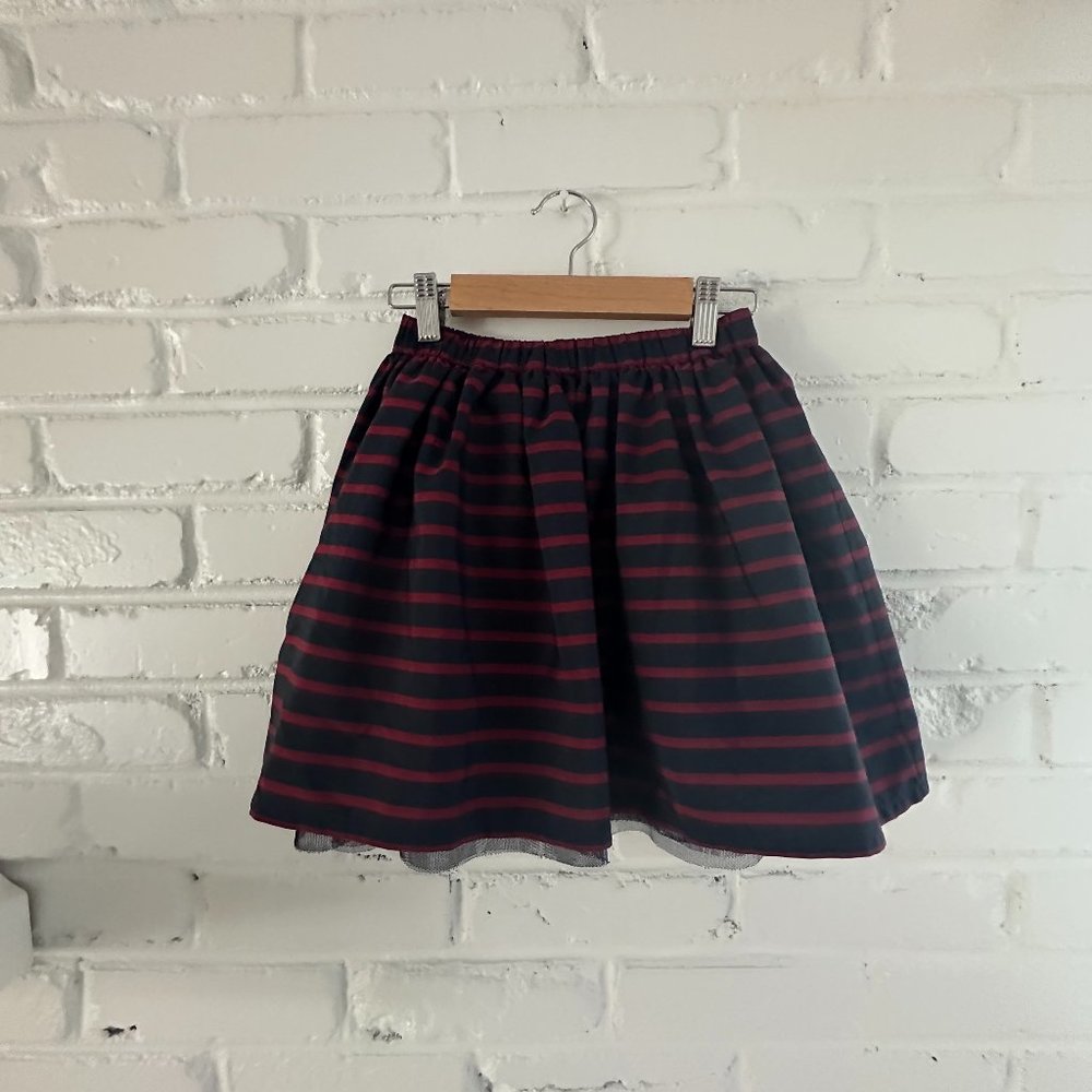 Jacadi Size 6/7 Girls Navy/Dark Red Skirt with Tulle Underlayer